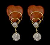 Brinco dourado com pedra marrom e strass