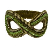 bracelete dourado envelhecido com pedras verdes